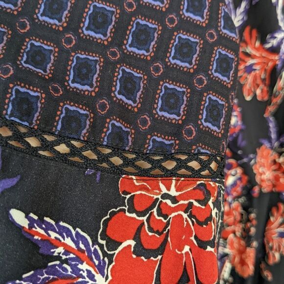 ANTHROPOLOGIE Maeve Espoir Jumpsuit Purple Bird Floral BellSleeve Romper 6p Us@L - Picture 11 of 11